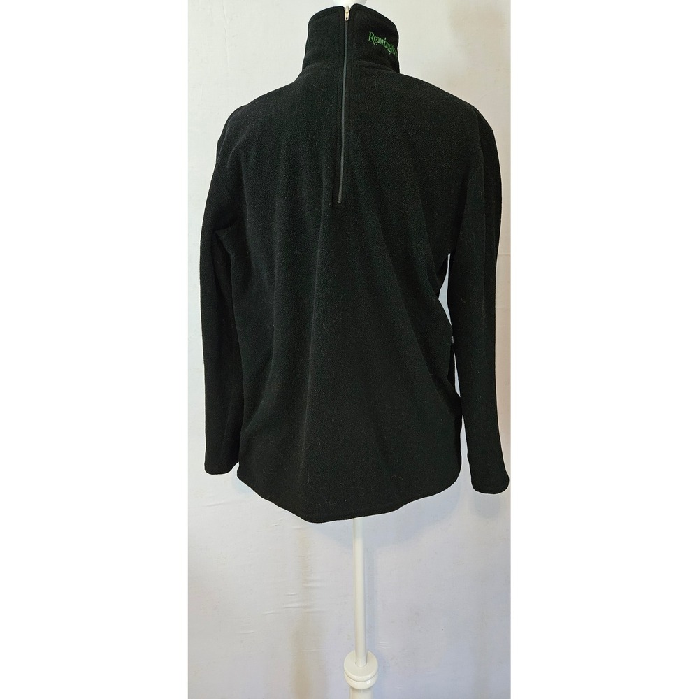Remington Mens Fleece Quarter Zip Pullover Black Large Embroidered Logo